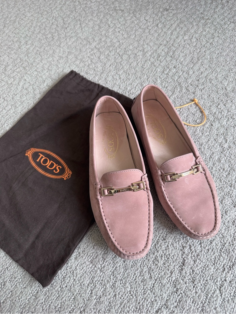 Tod's Pink Suede Driving Loafers